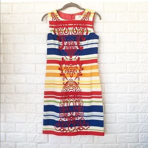 Tabitha striped embroidered dress Sz 2 euc